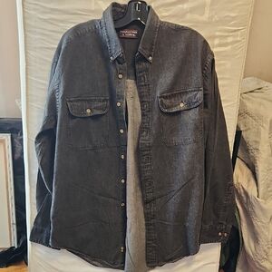 Roundtree & Yorke Black Jean Button-down Shirt Jacket Oversized M-  Men's